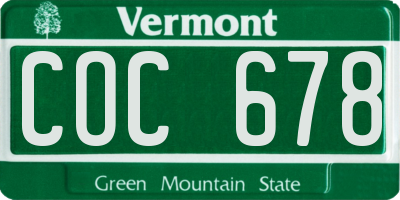 VT license plate COC678