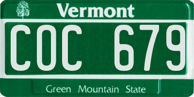 VT license plate COC679