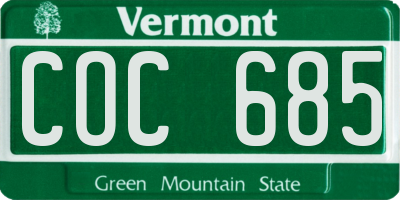 VT license plate COC685