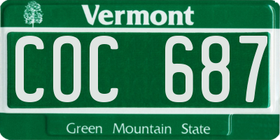 VT license plate COC687