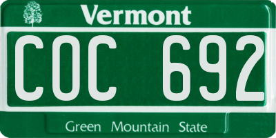 VT license plate COC692