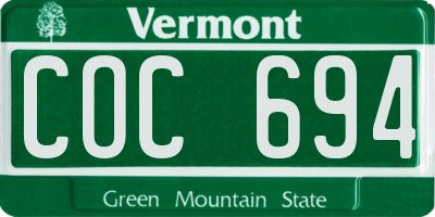 VT license plate COC694