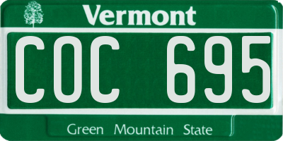 VT license plate COC695