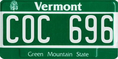 VT license plate COC696