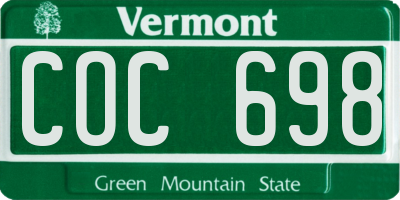 VT license plate COC698