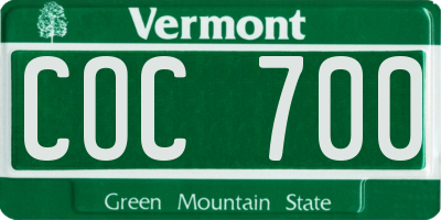 VT license plate COC700