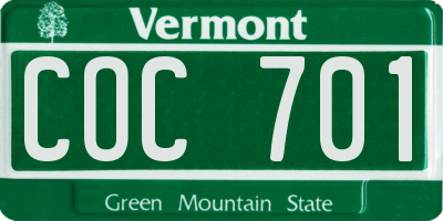 VT license plate COC701
