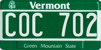 VT license plate COC702