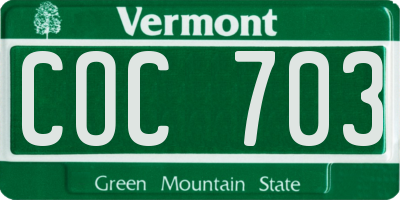 VT license plate COC703