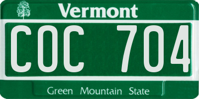 VT license plate COC704
