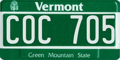 VT license plate COC705