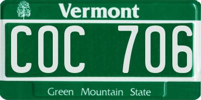 VT license plate COC706