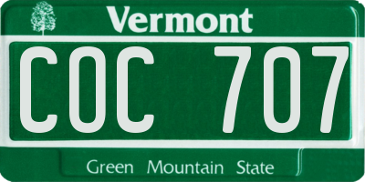 VT license plate COC707