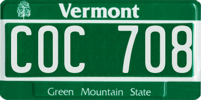 VT license plate COC708