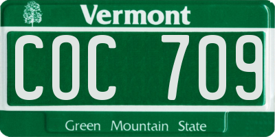 VT license plate COC709