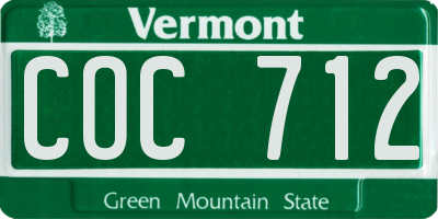 VT license plate COC712
