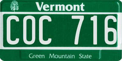 VT license plate COC716