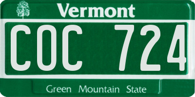 VT license plate COC724