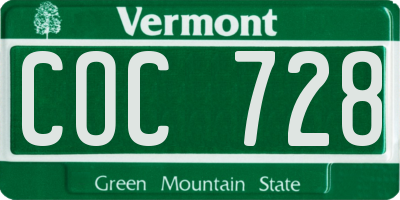 VT license plate COC728