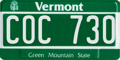 VT license plate COC730