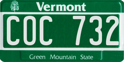 VT license plate COC732