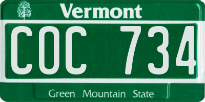 VT license plate COC734