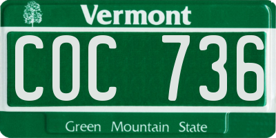 VT license plate COC736