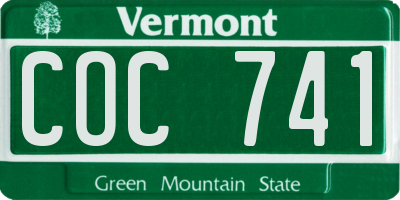 VT license plate COC741