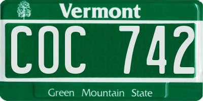 VT license plate COC742