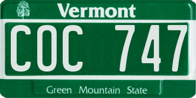 VT license plate COC747