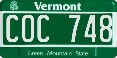 VT license plate COC748