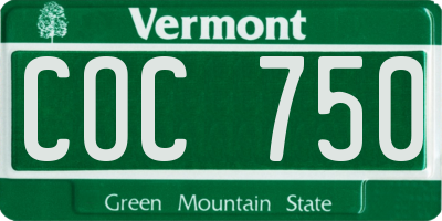 VT license plate COC750