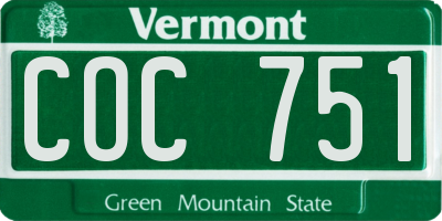 VT license plate COC751