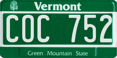 VT license plate COC752