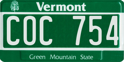 VT license plate COC754