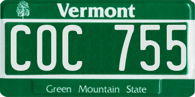 VT license plate COC755