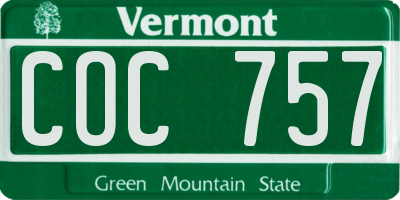 VT license plate COC757