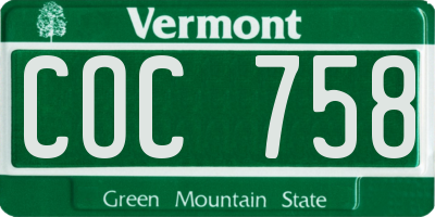 VT license plate COC758