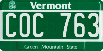 VT license plate COC763