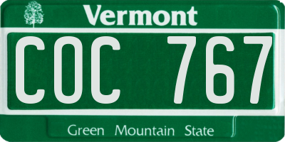 VT license plate COC767
