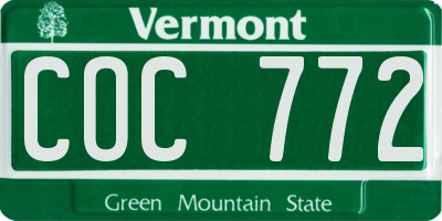 VT license plate COC772