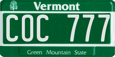 VT license plate COC777