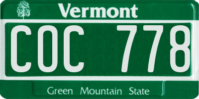 VT license plate COC778