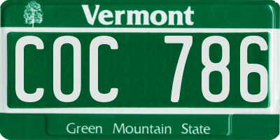 VT license plate COC786