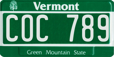 VT license plate COC789