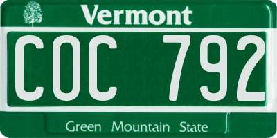 VT license plate COC792