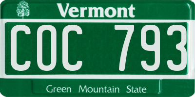VT license plate COC793
