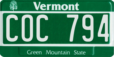 VT license plate COC794