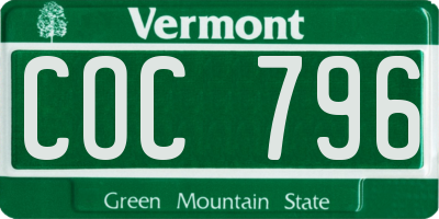 VT license plate COC796