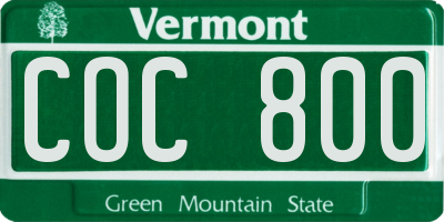 VT license plate COC800